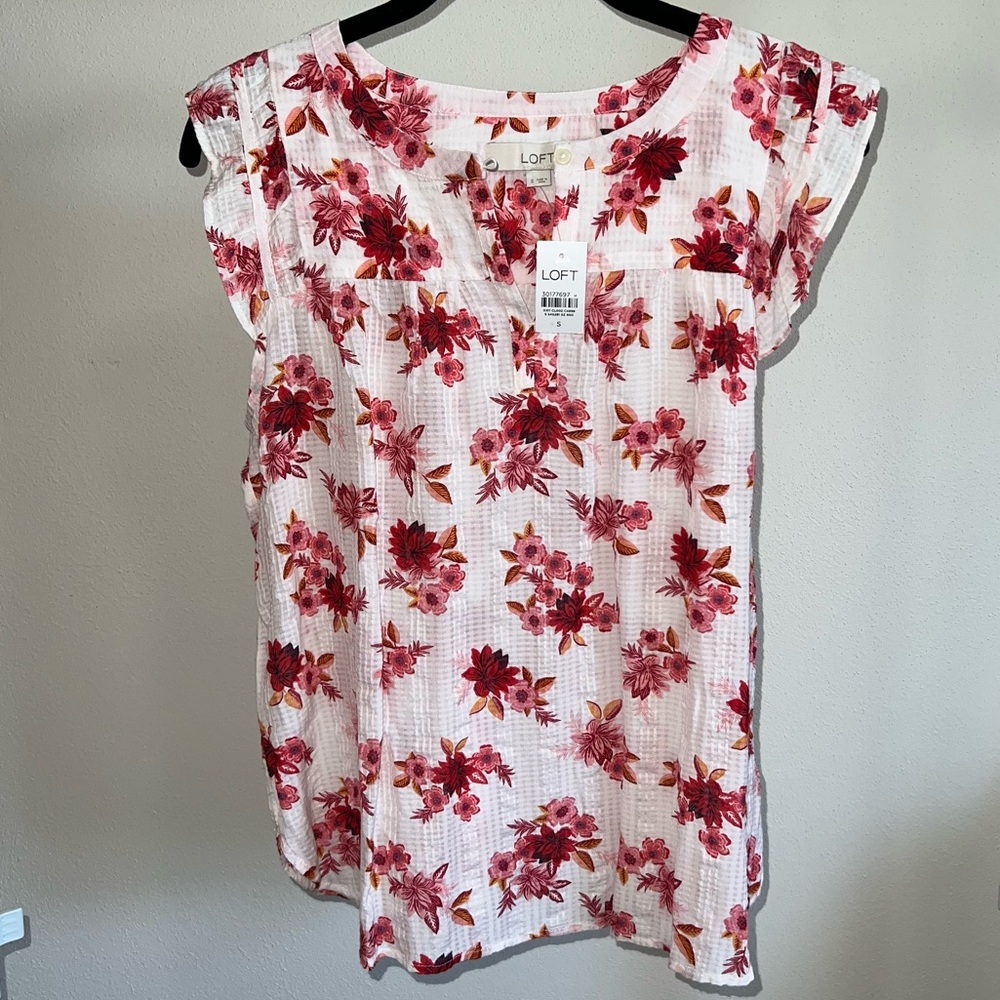 LOFT Floral Sleeveless Blouse, Size S